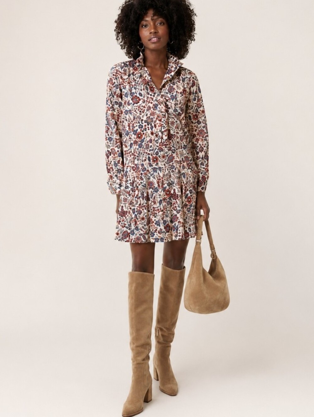 Tuckernuck Tate Printed Mini Dress Indigo Chintz Floral Pleated Popover Size M